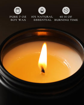 AOOVOO mahogany teakwood candle adds masculine depth to spaces.