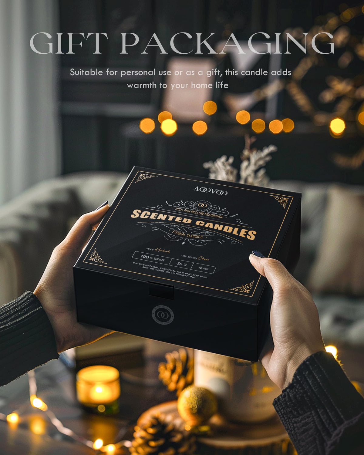 AOOVOO gift-ready packaging with black jar and gold embossing.