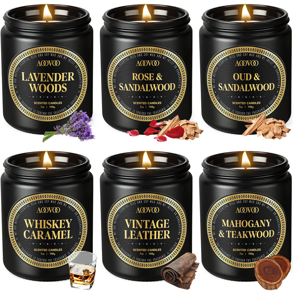 AOOVOO six-pack gift box candles for warm home ambiance.