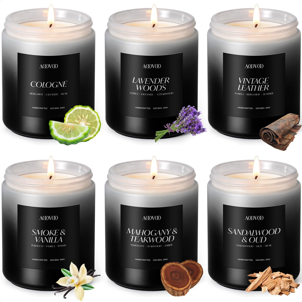AOOVOO scented candles set front view for stylish home fragrance upgrade and ambiance