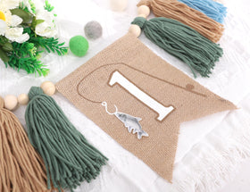 AOQURE Fishing One Birthday Banner closeup shows sturdy construction and crisp graphics