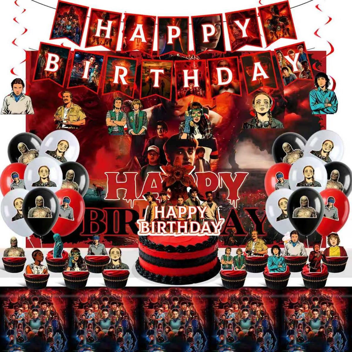 Aorsewynn Stranger banner sets the party mood for a themed birthday party