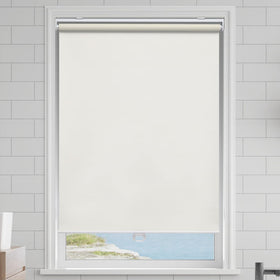 AOSKY blackout blind Ivory rolled up for a neat view.