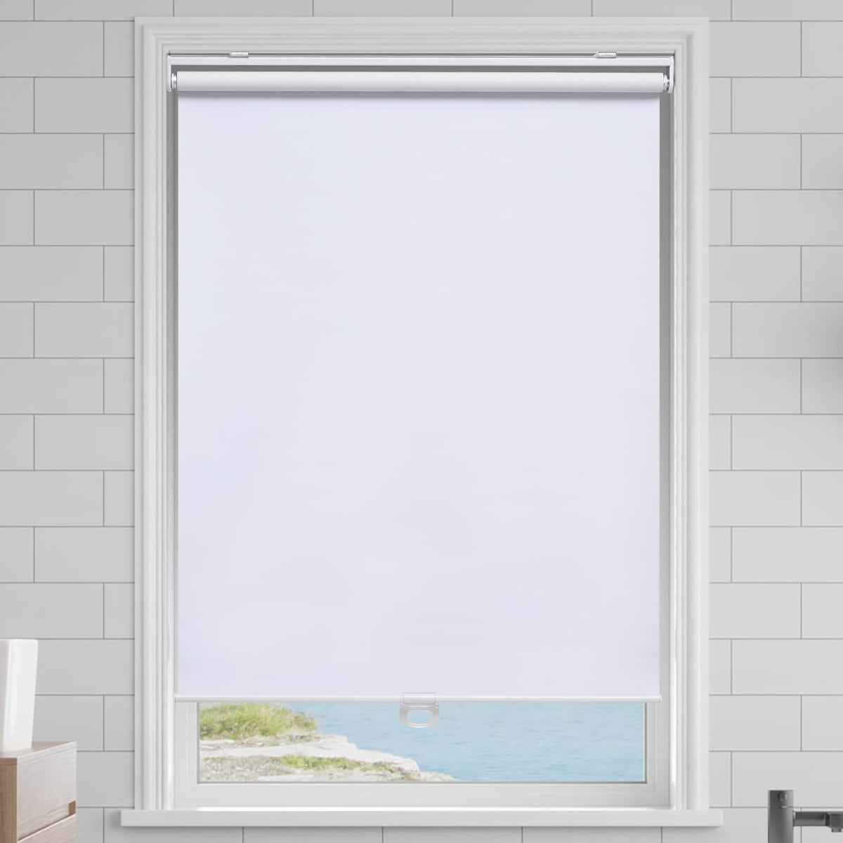 AOSKY fabric closeup reveals soft polyester with thermal coating for improved light control.