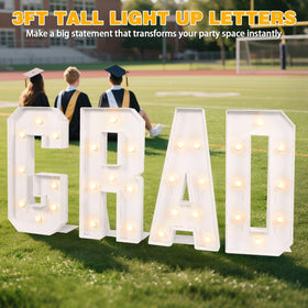 Aotiooy GRAD letters with LED lights brighten indoor celebrations.
