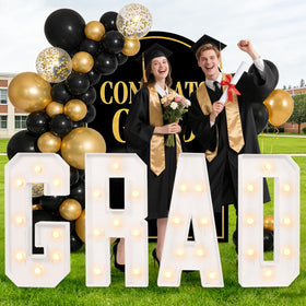 Aotiooy GRAD marquee letters glow for photo backdrops.