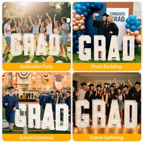 Aotiooy large GRAD letters create lasting memories.