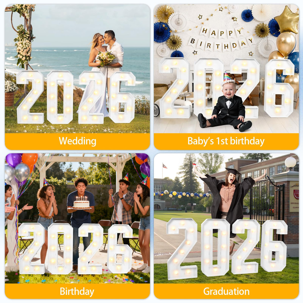 Aotiooy Marquee 2026 wedding decor centerpiece with year 2026.