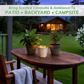 AOTOIE 3-wick candle with triple flame for even scent diffusion outdoors.