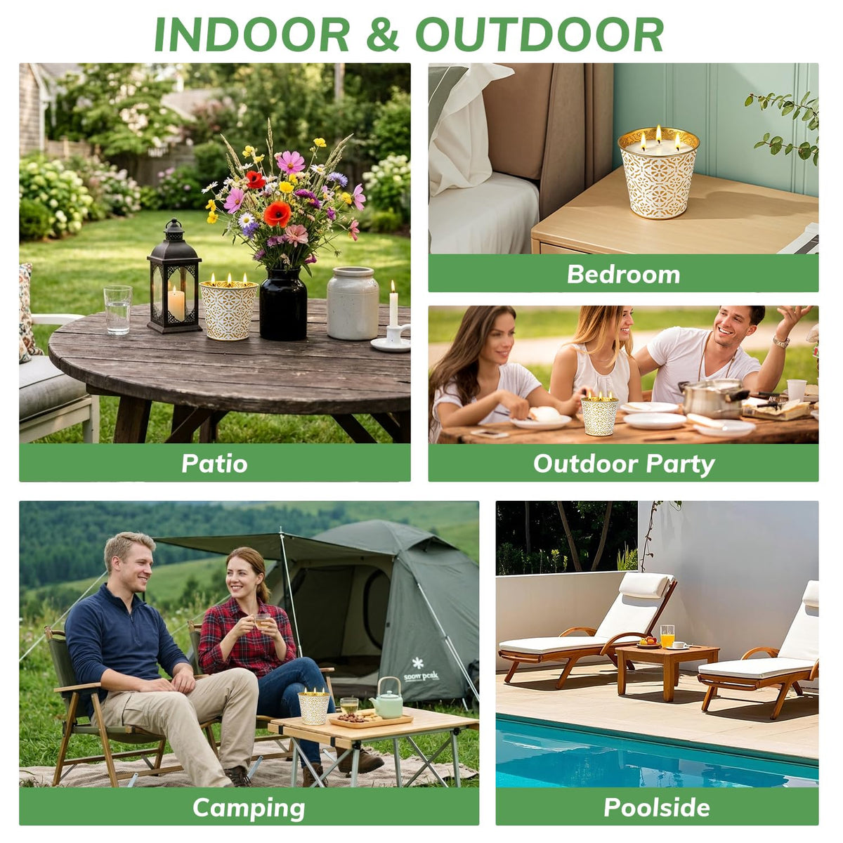 Outdoor party with AOTOIE candle enhancing scent and ambiance.