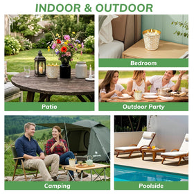 Outdoor party with AOTOIE candle enhancing scent and ambiance.