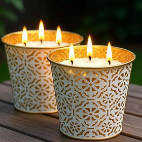 AOTOIE citronella candle outdoor ambiance highlighting long burn for patio evenings.