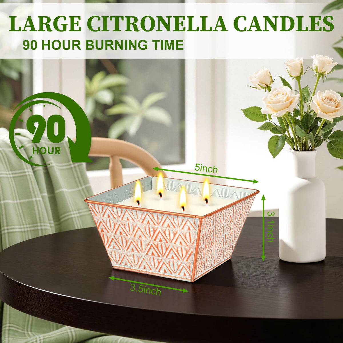 AOTOIE soy wax citronella candle burns cleanly indoors or outdoors