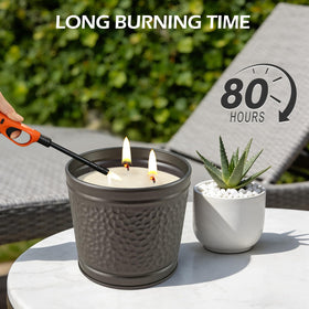 Aottom gift-ready citronella tin candle ideal for summer occasions.