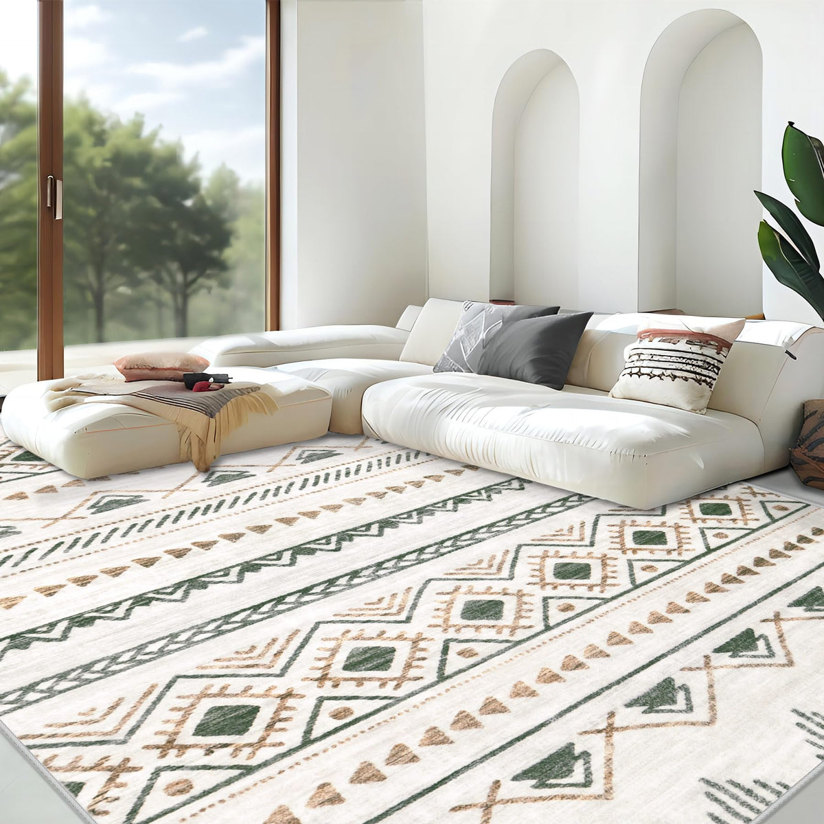 Aoyaomi boho Moroccan pattern rug 6x9 enhances decor with subtle geometric flair.