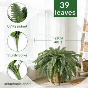 Apeair Boston fern 39 fronds detail adds lush realism for porch.