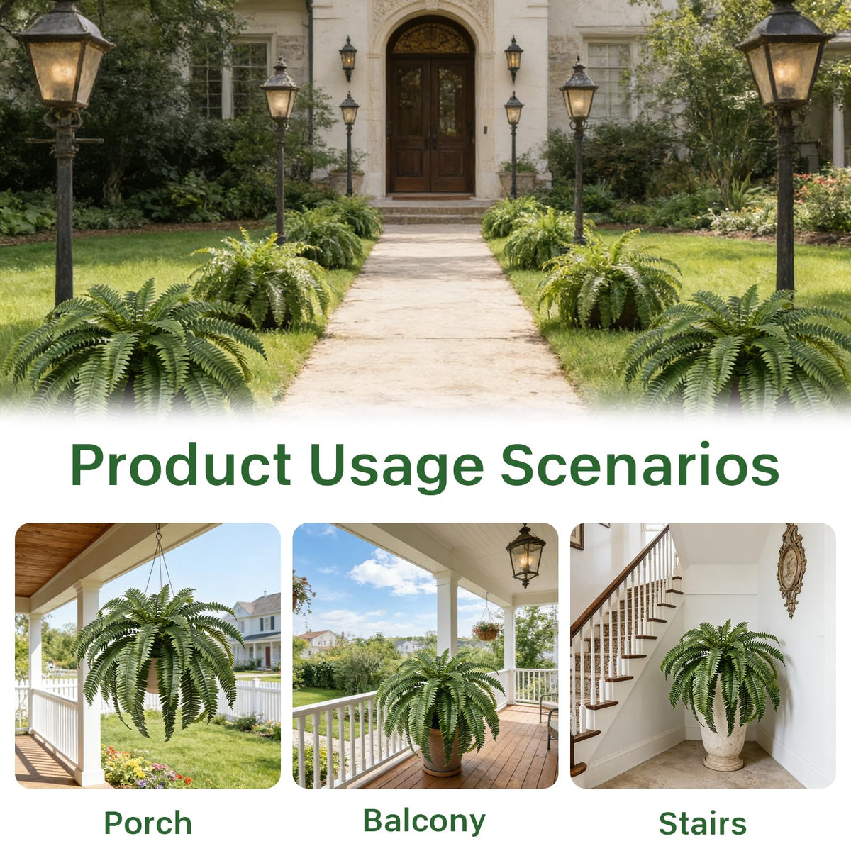 Apeair Boston fern realistic gradient leaves brighten year-round greenery.