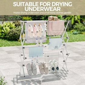 APEXCHASER clothes drying on rack demonstrates energy-efficient air-drying option