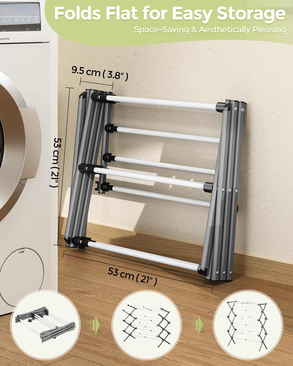 APEXCHASER delicate-clothes care rack keeps baby bodysuits and towels safe.