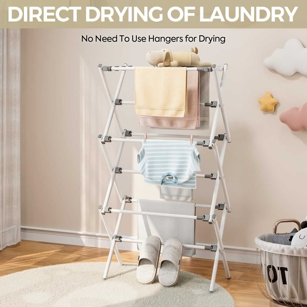 APEXCHASER drying rack has floor-protecting feet to prevent floor scratches