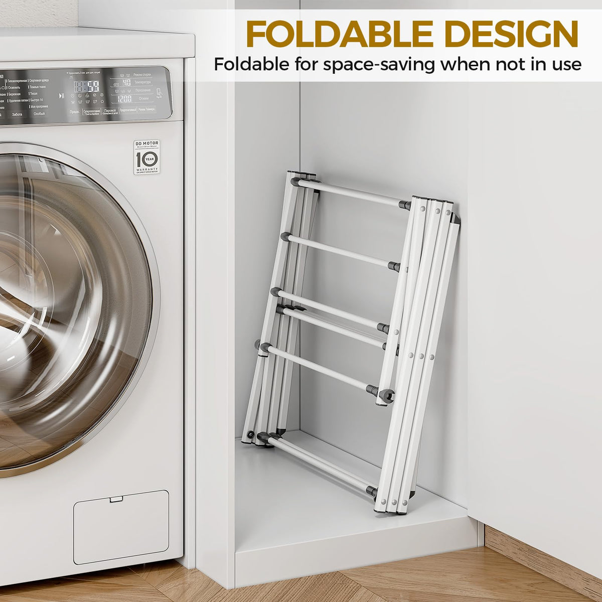APEXCHASER drying rack folded compact for easy transport.