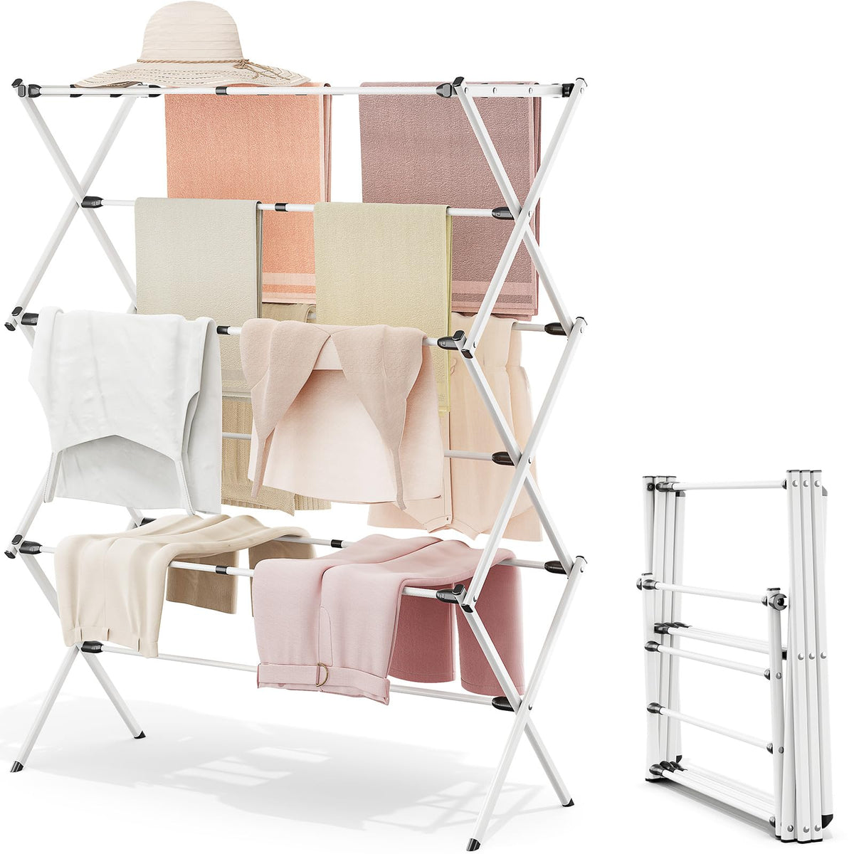 APEXCHASER drying rack fully extended, showcasing large drying space.