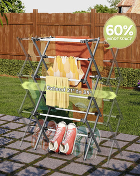 APEXCHASER indoor-outdoor drying rack withstands weather without rust.