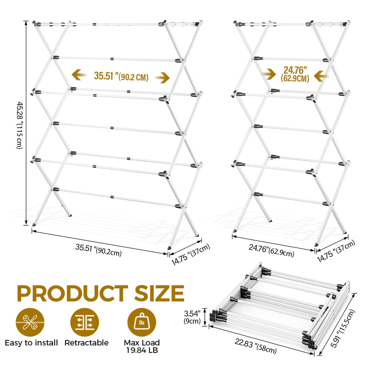 APEXCHASER drying rack metal-frame close-up for sturdy support.