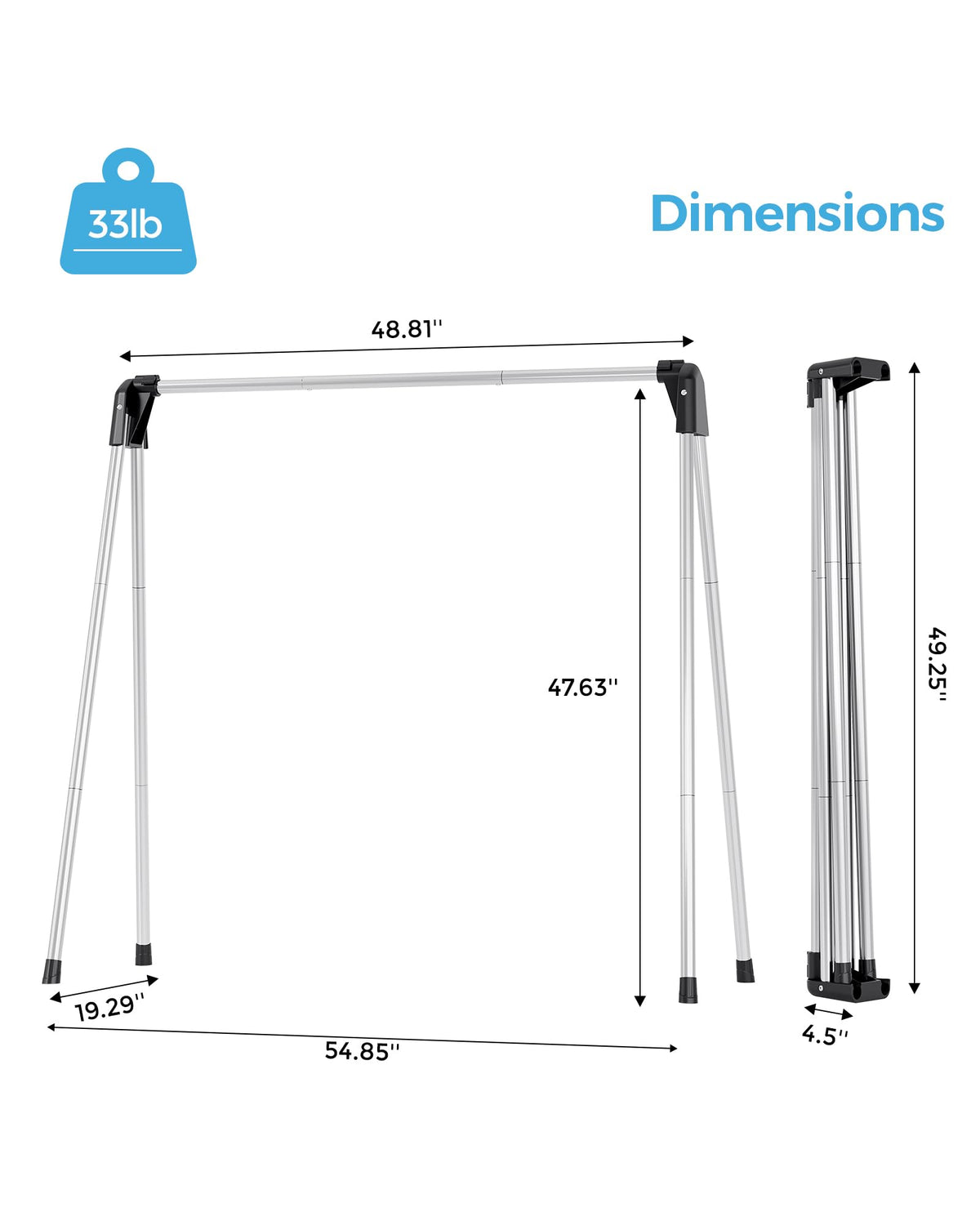 APEXCHASER drying space 48-inch view showcases ample room for delicates.