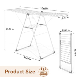 APEXCHASER height-adjustable gullwing legs enable tall garments to dry evenly.