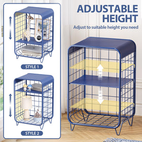 APEXCHASER navy blue nightstand side view; sturdy metal frame supports daily use.