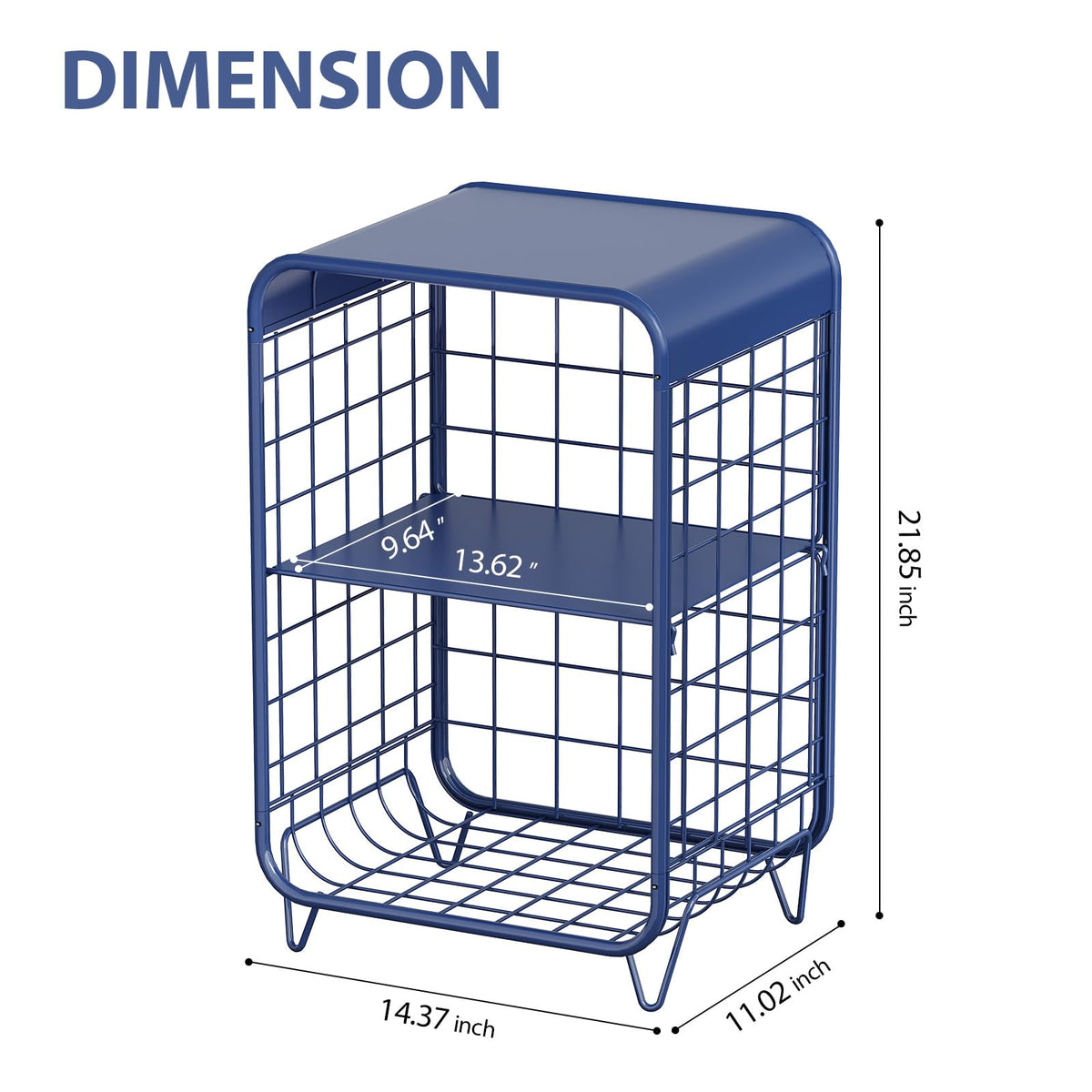 APEXCHASER navy blue nightstand with rust-resistant powder coating.