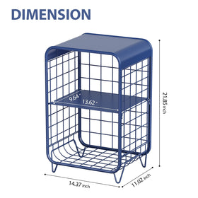APEXCHASER navy blue nightstand with rust-resistant powder coating.