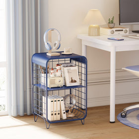 APEXCHASER navy blue nightstand 3-tier storage to keep rooms organized.
