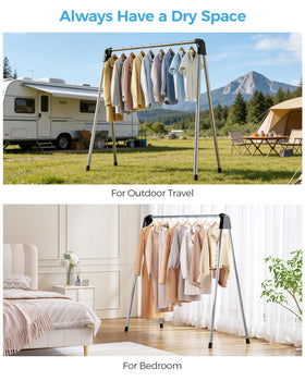 APEXCHASER portable clothes airer ready for travel or errands.