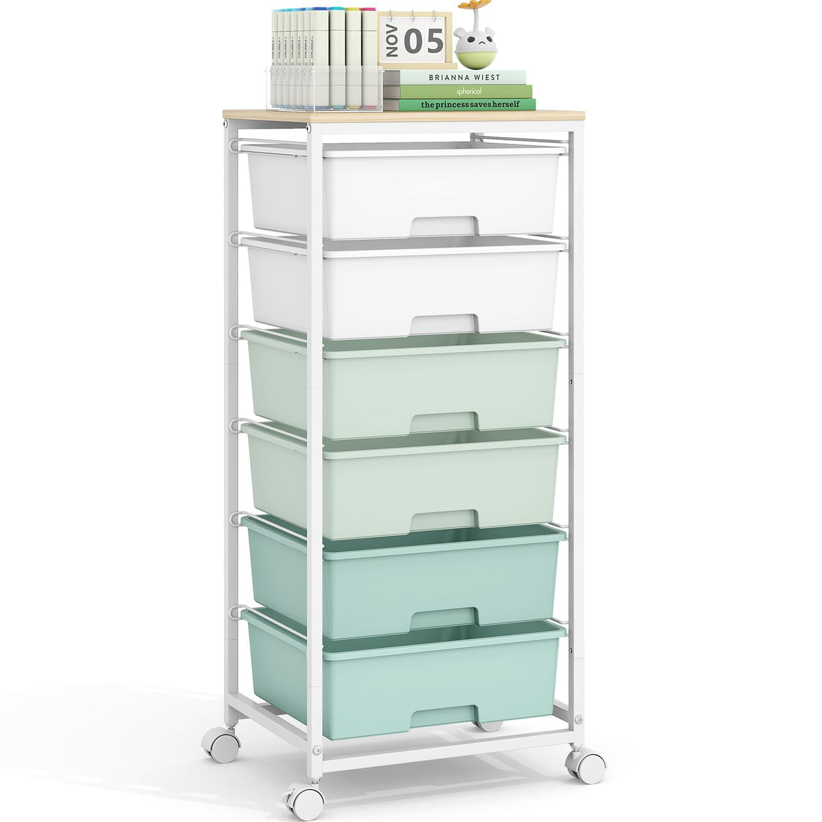 APEXCHASER rolling storage cart with six drawers for organized workshops