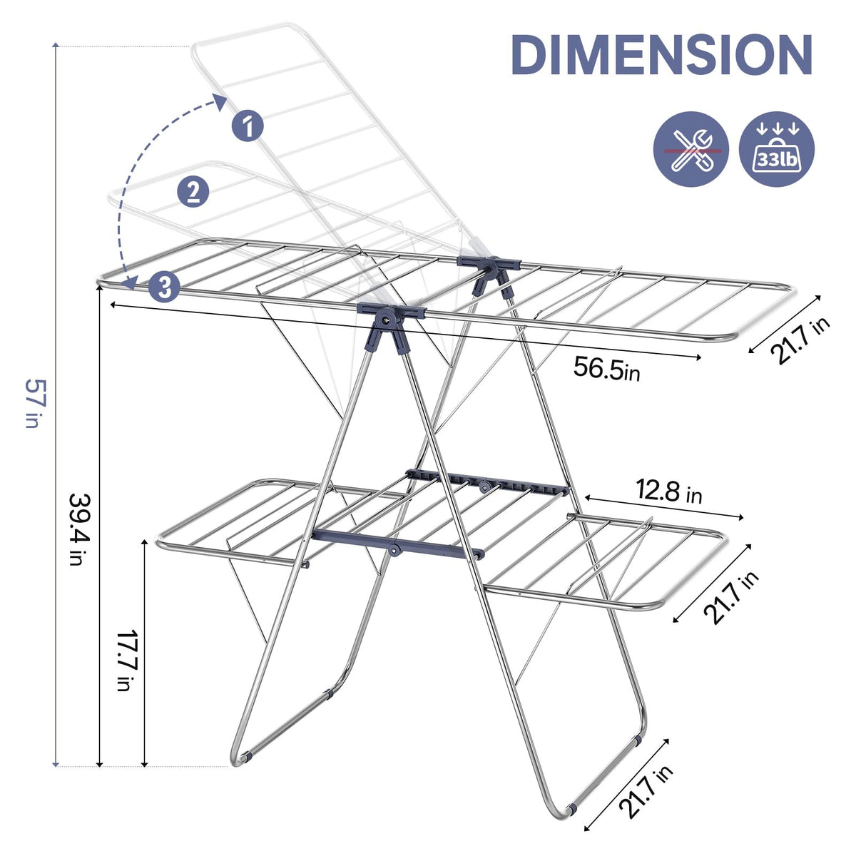 APEXCHASER rust-resistant frame suitable for indoor and outdoor laundry setups.