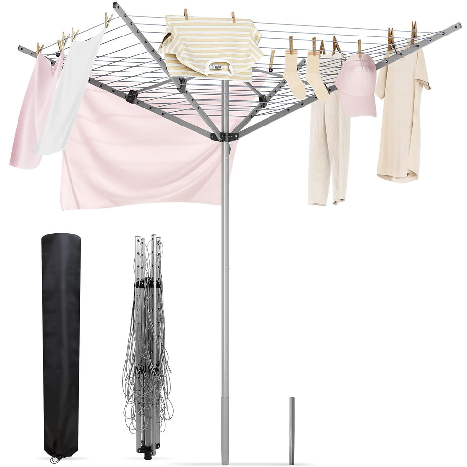 APEXCHASER umbrella drying rack top view demonstrates 360° rotation for effortless, even drying.