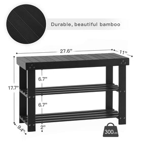 Apicizon Bamboo Shoe Rack side view highlighting sturdy legs and stability