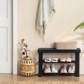 Apicizon Bamboo Shoe Rack shelf details showing smooth edges and safe design