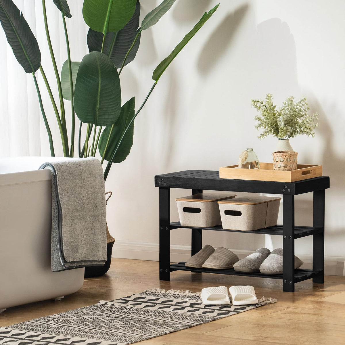 Apicizon Bamboo Shoe Rack sturdy legs ensuring long-lasting support