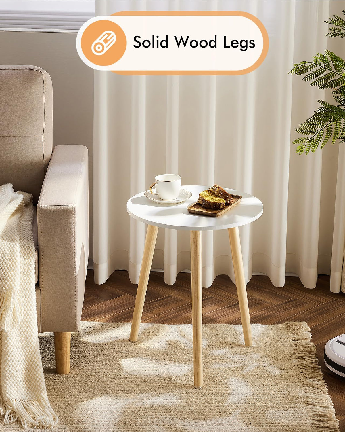 Apicizon round side table easy assembly, quick setup in minutes.