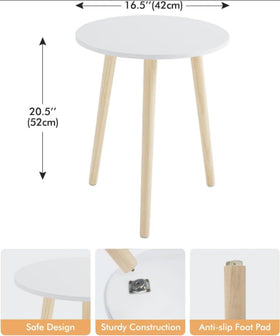 Apicizon round side table MDF and wood construction, durable design.