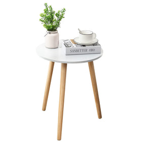 Apicizon round side table top view, sturdy surface for drinks and decor.