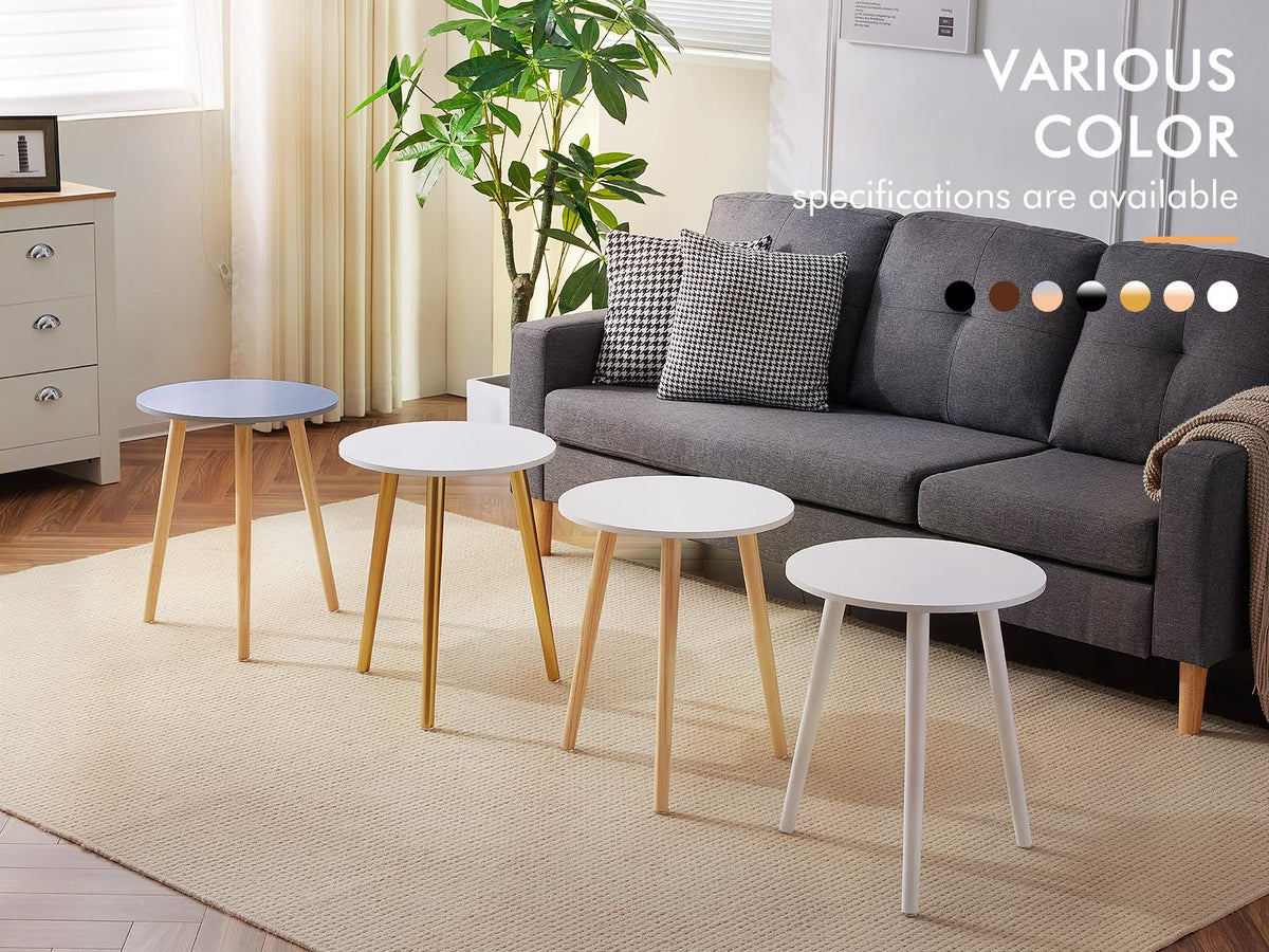 Apicizon round side table triangle legs, enhanced stability.