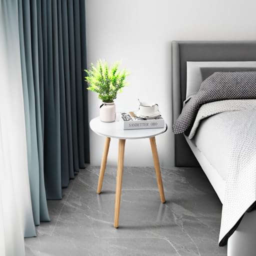 Apicizon round side table with waterproof coating, easy to clean.