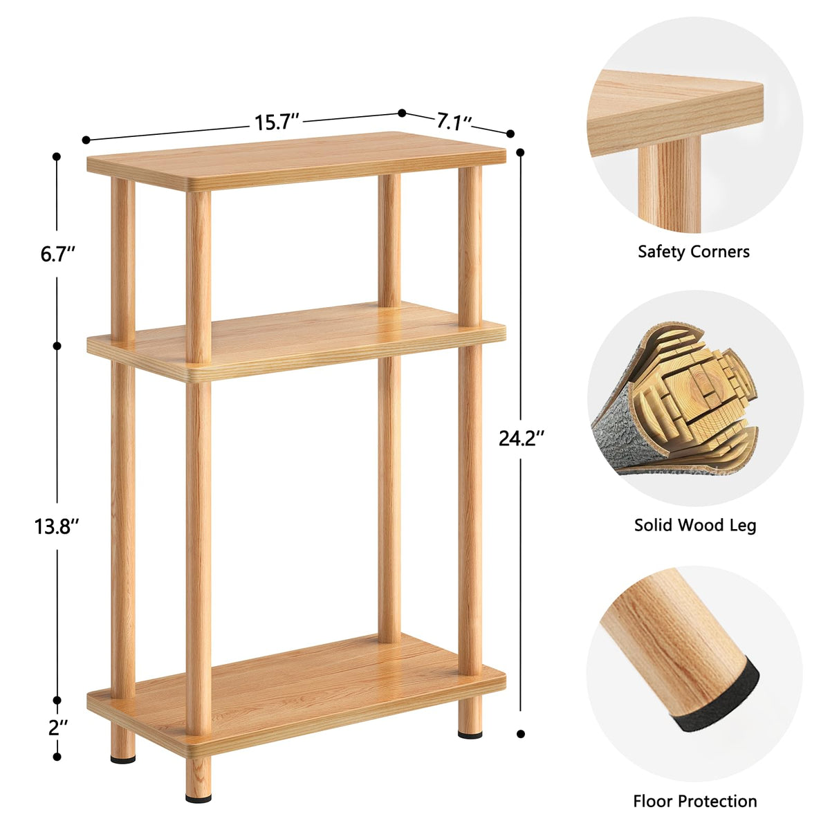 Apicizon small narrow side table middle shelf stores remotes and small items.