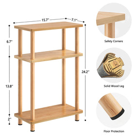 Apicizon small narrow side table middle shelf stores remotes and small items.