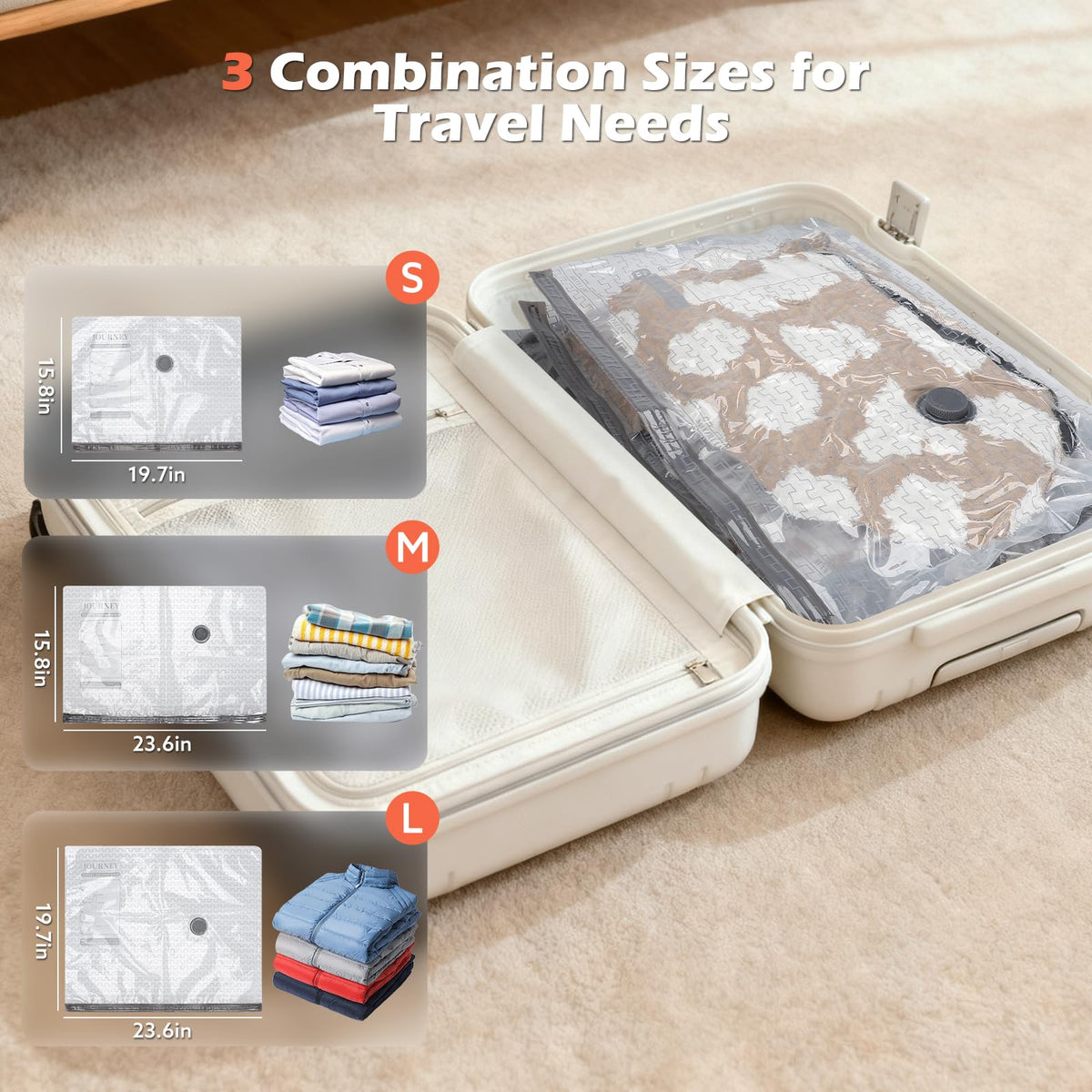 Apoaa space-saving setup in a suitcase helps maximize luggage capacity.