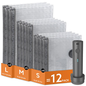 Apoaa travel vacuum bags with wireless pump close-up showing portable power for quick compression.